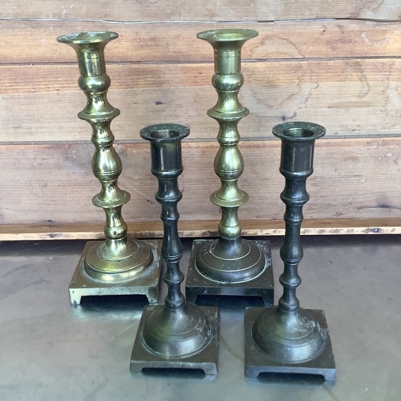Vintage | Accents | Bundle Lot Vintage Four Tall Brass Candlesticks ...